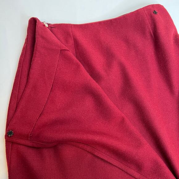 Vtg Eddie Bauer Wool Blanket Wrap Skirt Sz 10 Cranberry Red Multi Stripe Long - Picture 6 of 11